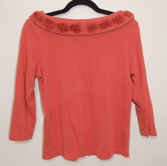 🌹Rafaella Orange Three Quarter Length Sleeve Top Medium - Picture 2 of 6